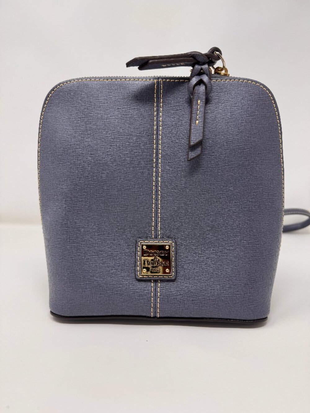 NWOT Dooney & Bourke Saffiano Trixie Crossbody Bag Slate Blue Leather 11"